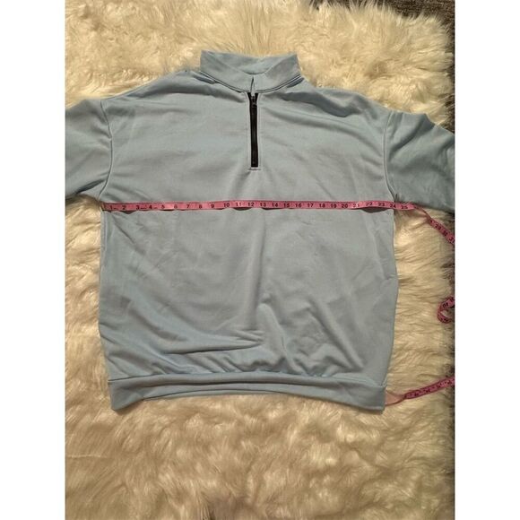 Women's Blue Relaxed Fit Half Zip Pullover Sweatshirt Size L Casual with pockets - Picture 4 of 12
